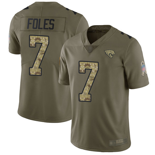 Nike Jacksonville Jaguars #7 Nick Foles Olive Camo Men Stitched NFL Limited 2017 Salute To Service Jersey